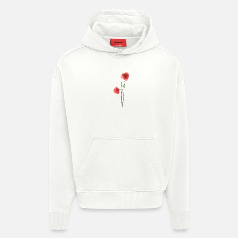 Flower: red poppy - Hoodie- made by SPREAD  - OFF WHITE