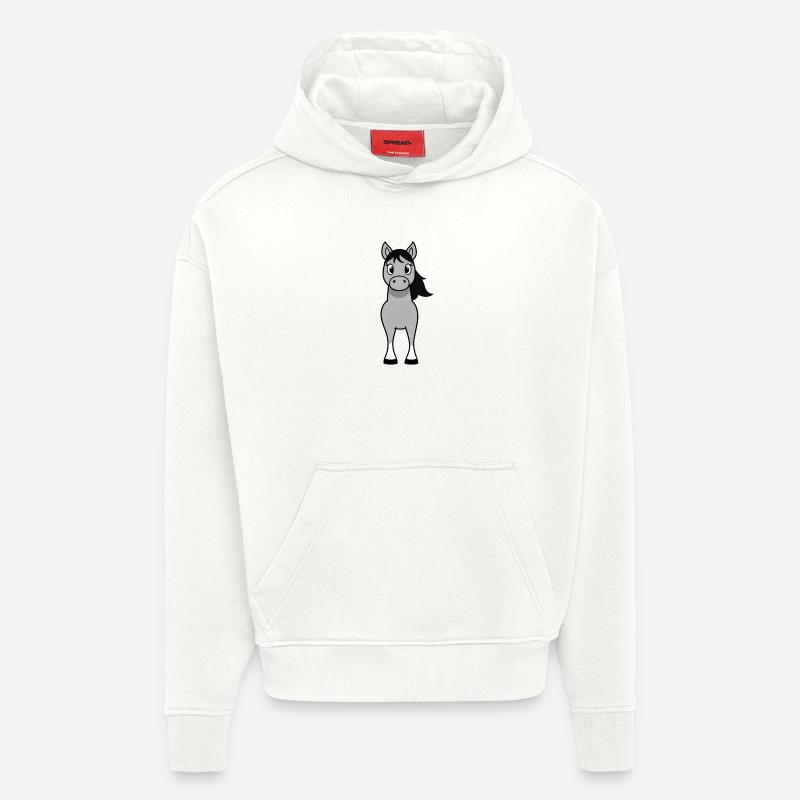 Frange grise avec crinière noire - Sweat à capuche bio épais oversize fabriqué en UE - OFF WHITE