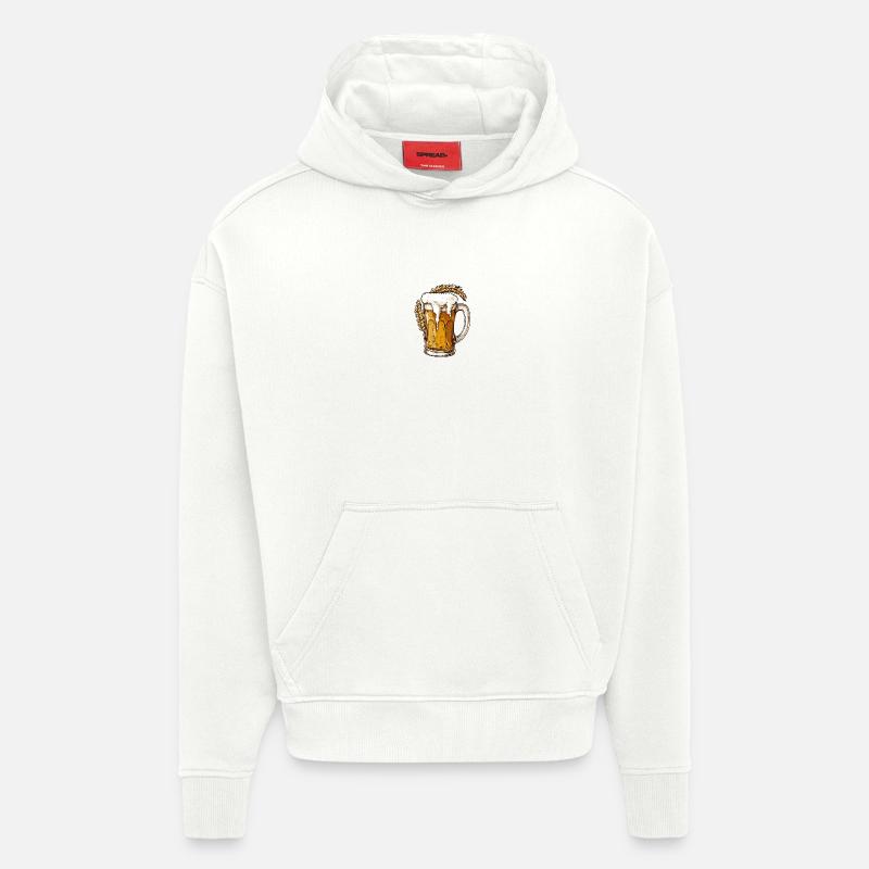 Chope de bière houblon - Sweat à capuche bio épais oversize fabriqué en UE - OFF WHITE