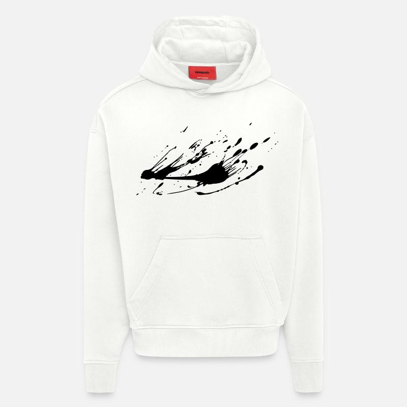 Image d’éclaboussure de peinture # - Sweat à capuche bio épais oversize fabriqué en UE - OFF WHITE