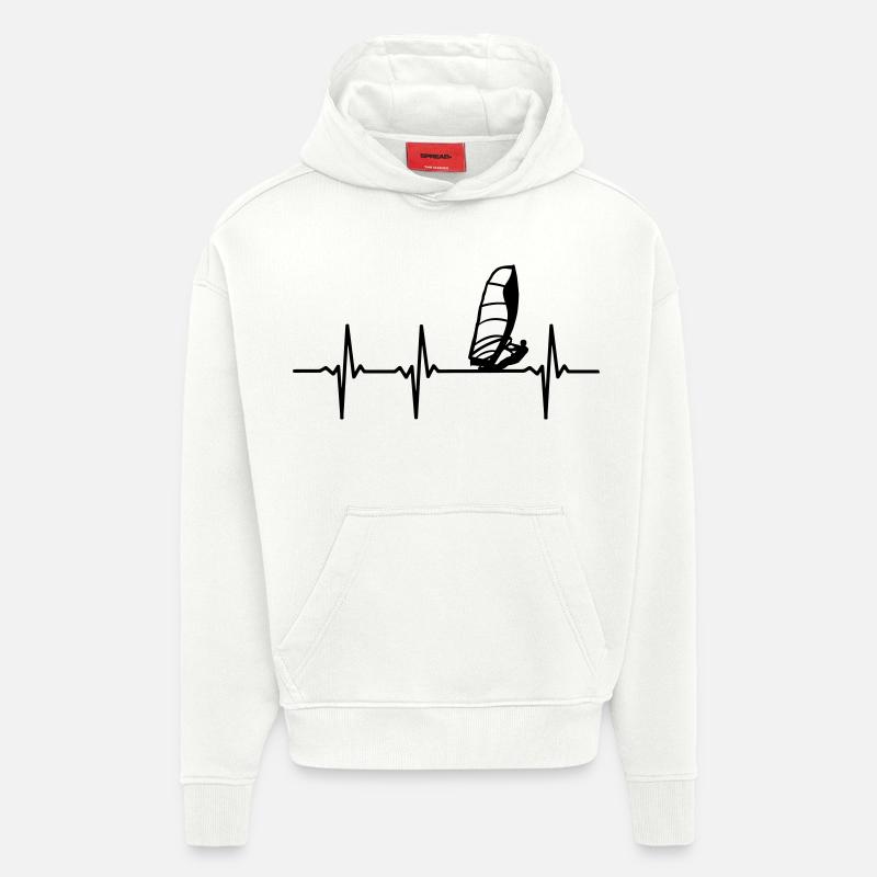 ECG de planches à voile - Sweat à capuche bio épais oversize fabriqué en UE - OFF WHITE