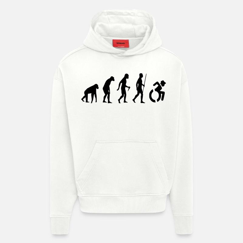 Evolution Rollstuhl. Die Rollstuhl-Evolution * - Hoodie- made by SPREAD  - OFF WHITE