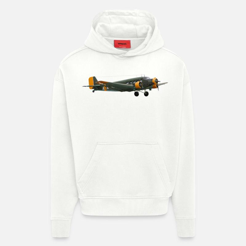 Ju 52 - Sweat à capuche bio épais oversize fabriqué en UE - OFF WHITE