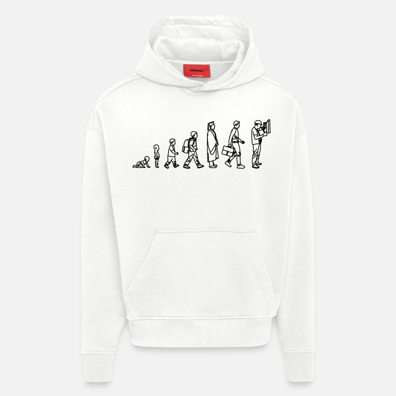 Évolution de l’électricien - Sweat à capuche bio épais oversize fabriqué en UE - OFF WHITE
