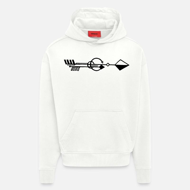Flèche noire étrange - Sweat à capuche bio épais oversize fabriqué en UE - OFF WHITE
