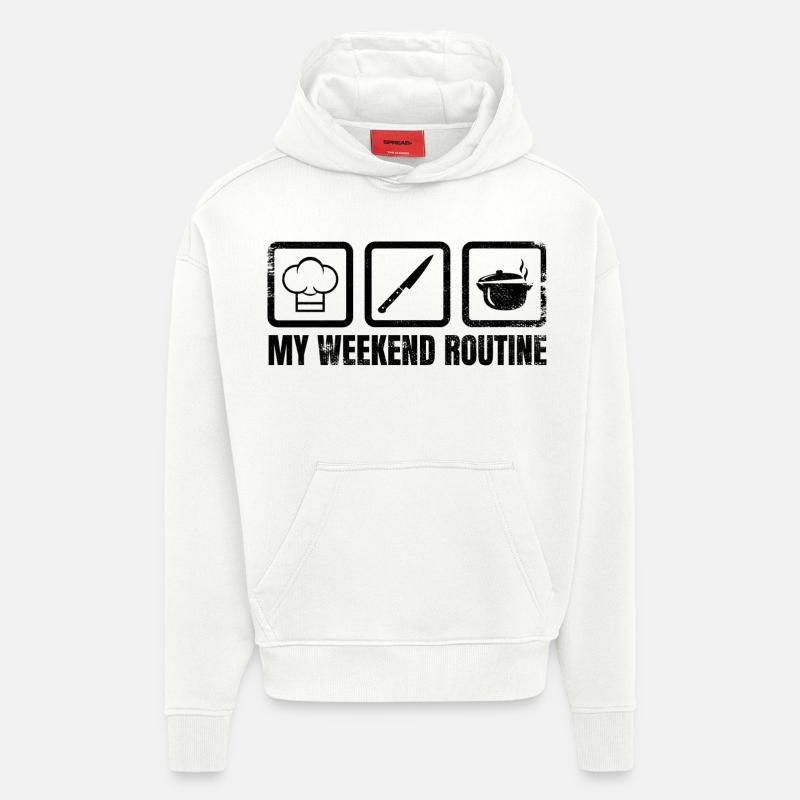 Ma routine du week-end - Sweat à capuche bio épais oversize fabriqué en UE - OFF WHITE