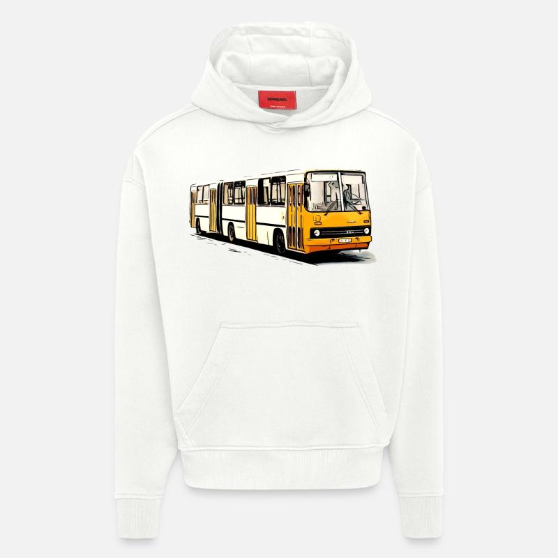Bus articulé Ikarus jaune blanc - Sweat à capuche bio épais oversize fabriqué en UE - OFF WHITE
