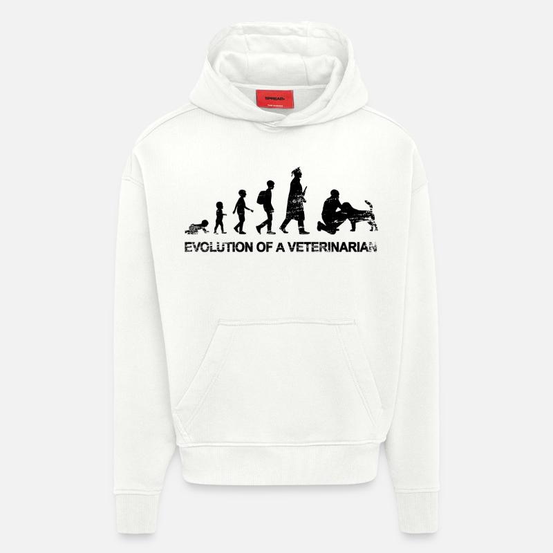 Évolution d’un vétérinaire - Sweat à capuche bio épais oversize fabriqué en UE - OFF WHITE