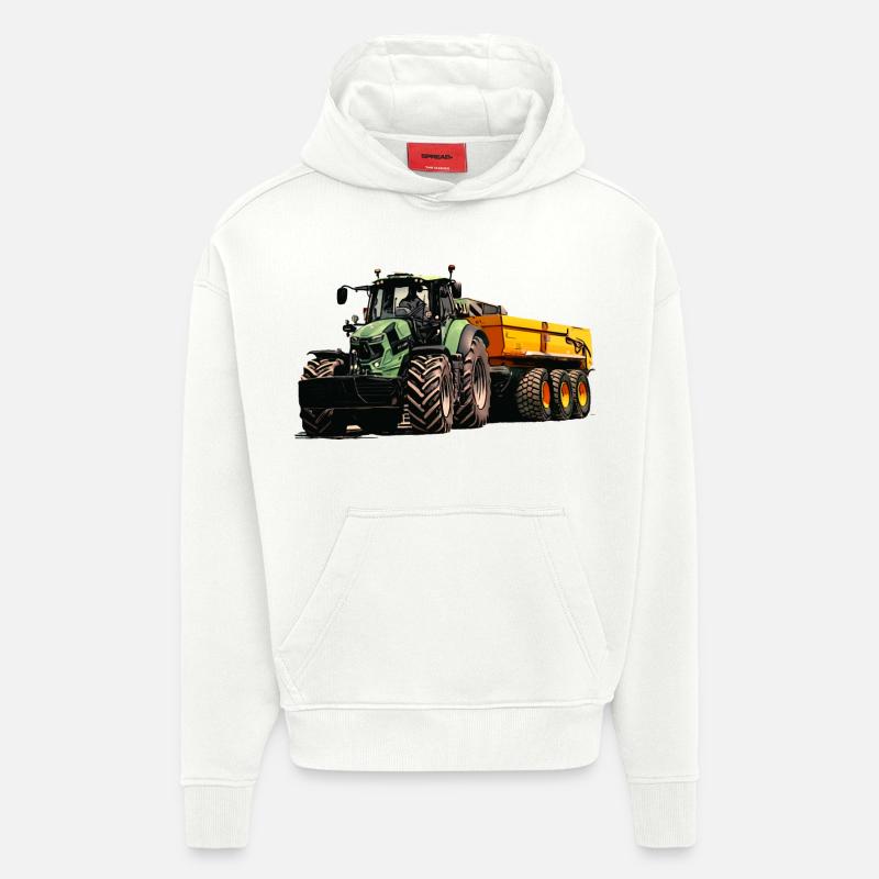 Deutz mit Anhänger Kipper - Hoodie- made by SPREAD  - OFF WHITE
