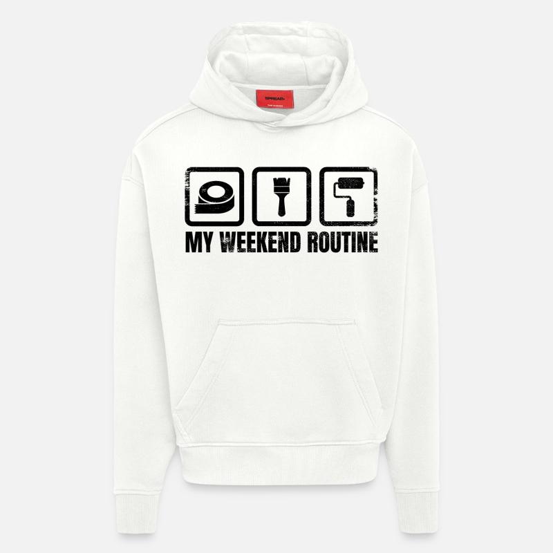 Routine du week-end du peintre - Sweat à capuche bio épais oversize fabriqué en UE - OFF WHITE