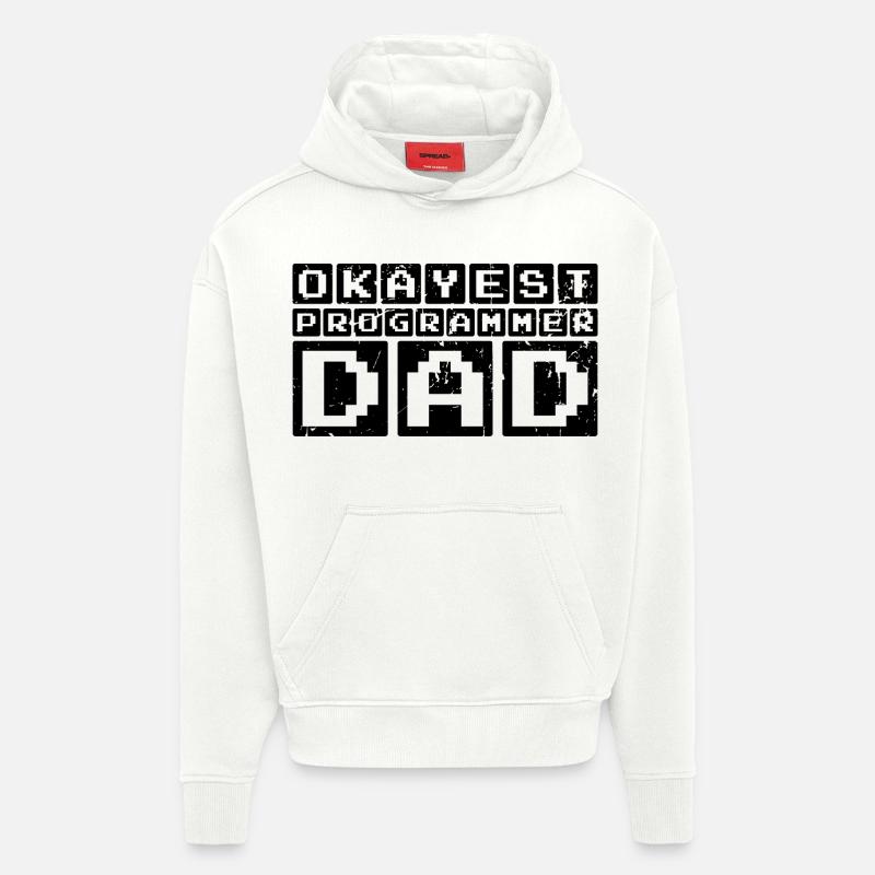 Papa programmeur - Sweat à capuche bio épais oversize fabriqué en UE - OFF WHITE