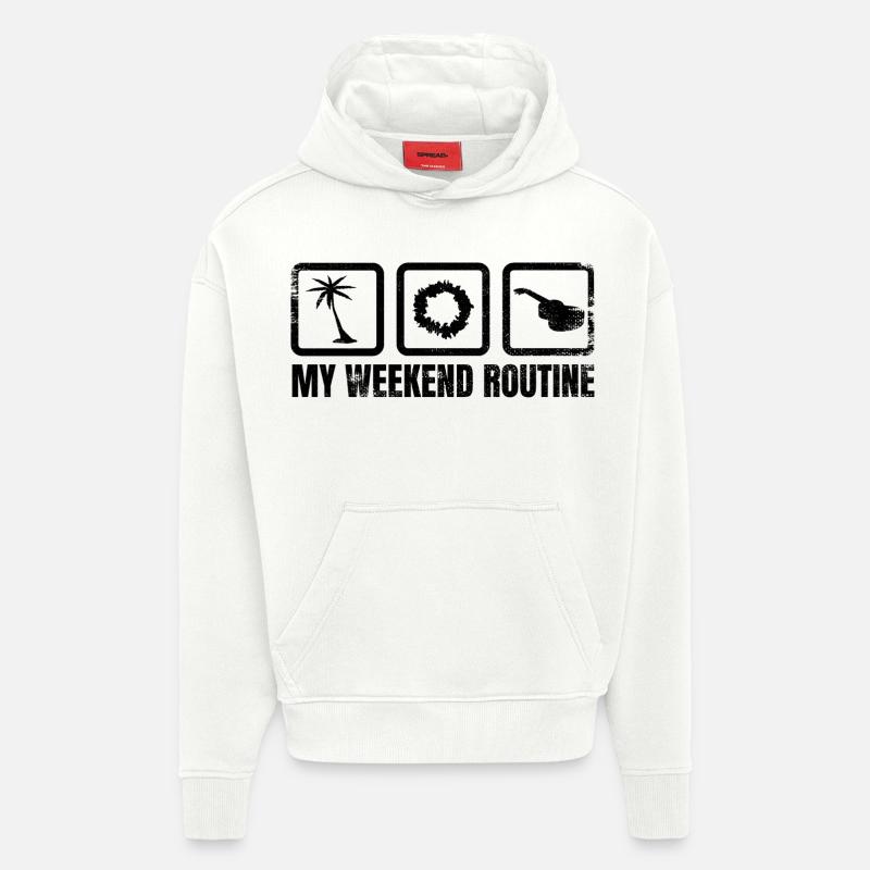 Week-end Ukulélé - Sweat à capuche bio épais oversize fabriqué en UE - OFF WHITE