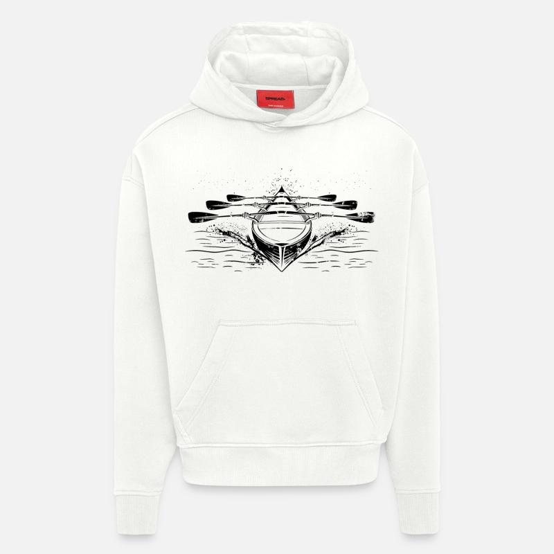 Bateau à rames de course - Sweat à capuche bio épais oversize fabriqué en UE - OFF WHITE