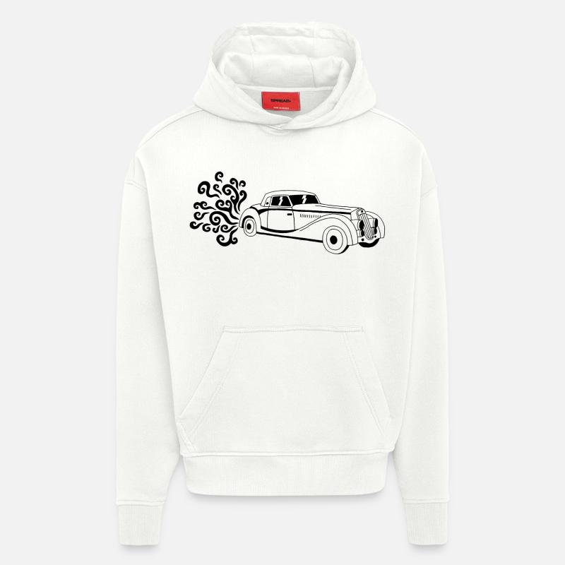 Schwarzer Oldtimer - Hoodie- made by SPREAD  - OFF WHITE