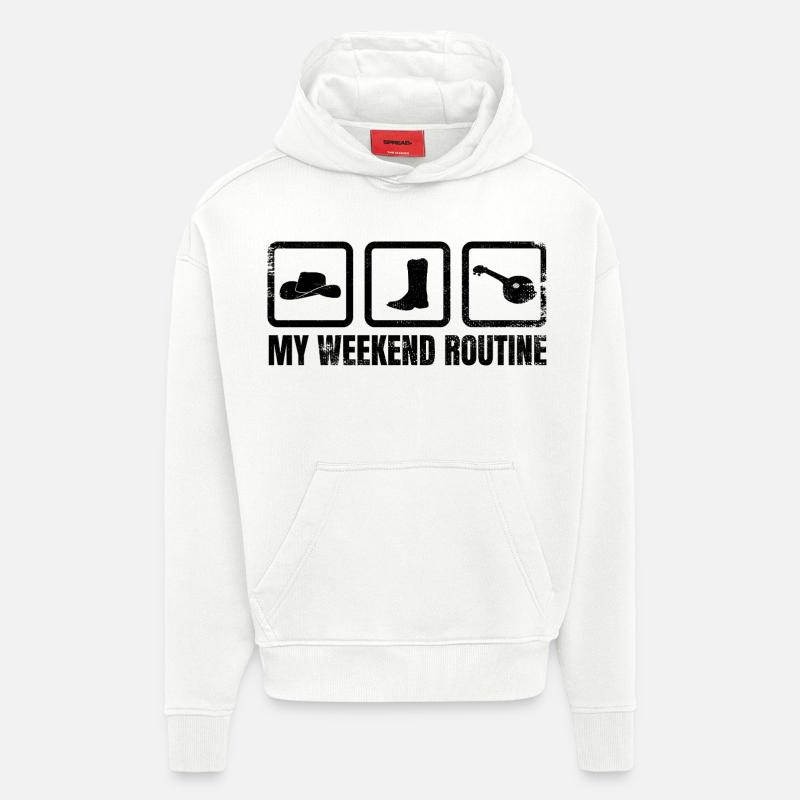 Week-end des joueurs de banjo - Sweat à capuche bio épais oversize fabriqué en UE - OFF WHITE