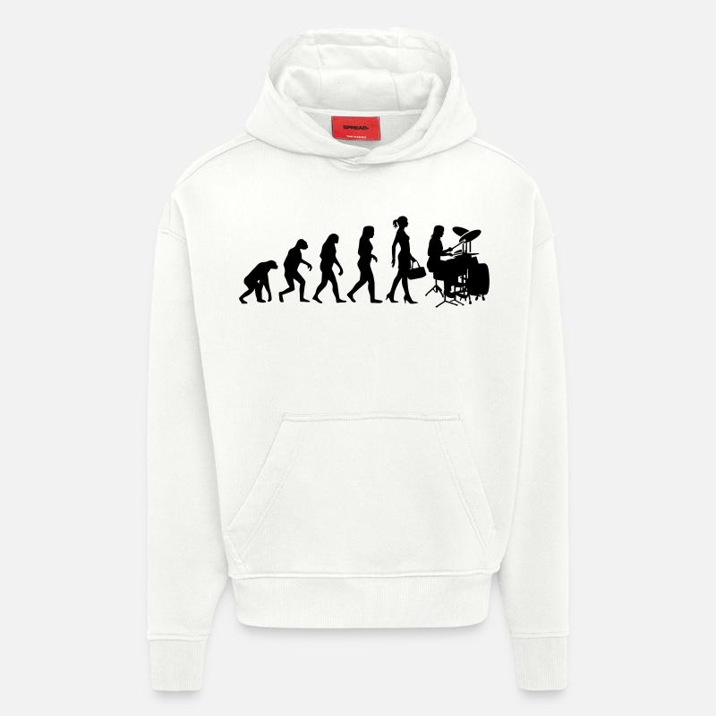 Evolution Schlagzeugerin Percussion Drummer - Hoodie- made by SPREAD  - OFF WHITE