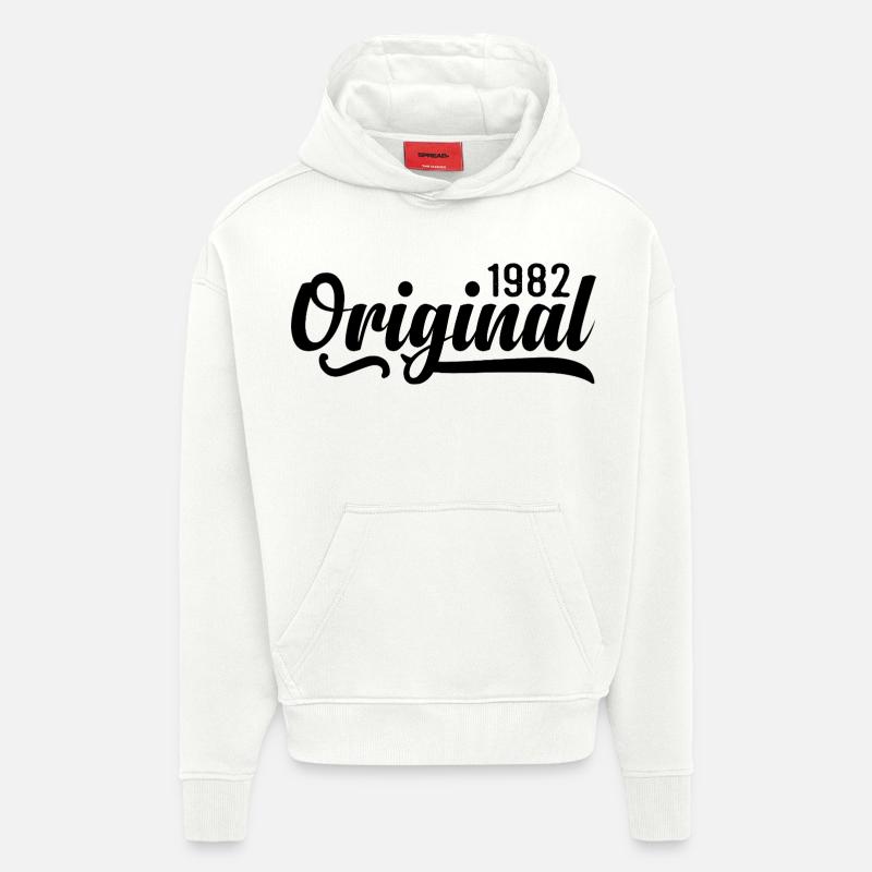 1982 anniversaire 43 ans, rétro 1982 - Sweat à capuche bio épais oversize fabriqué en UE - OFF WHITE