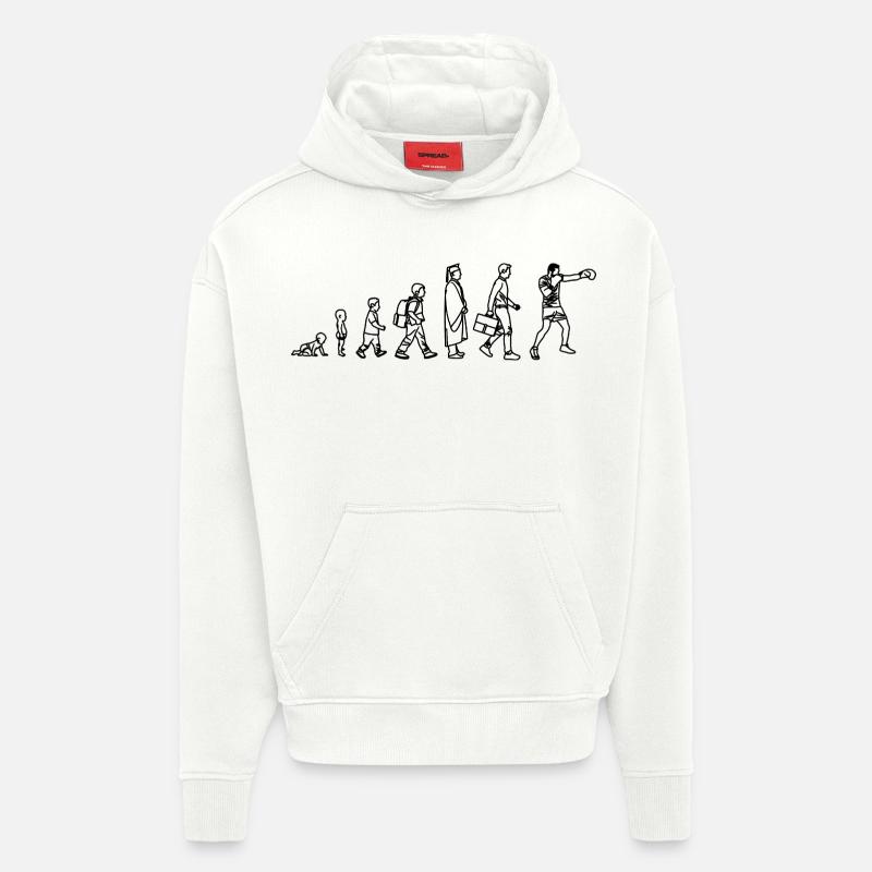 Évolution de la boxe - Sweat à capuche bio épais oversize fabriqué en UE - OFF WHITE