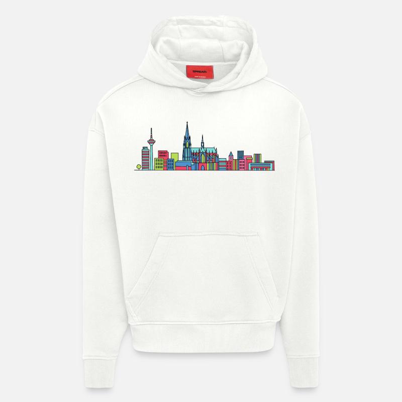 Kölner Stadtschirm Dom: Moderne Linienkunst - Hoodie- made by SPREAD  - OFF WHITE