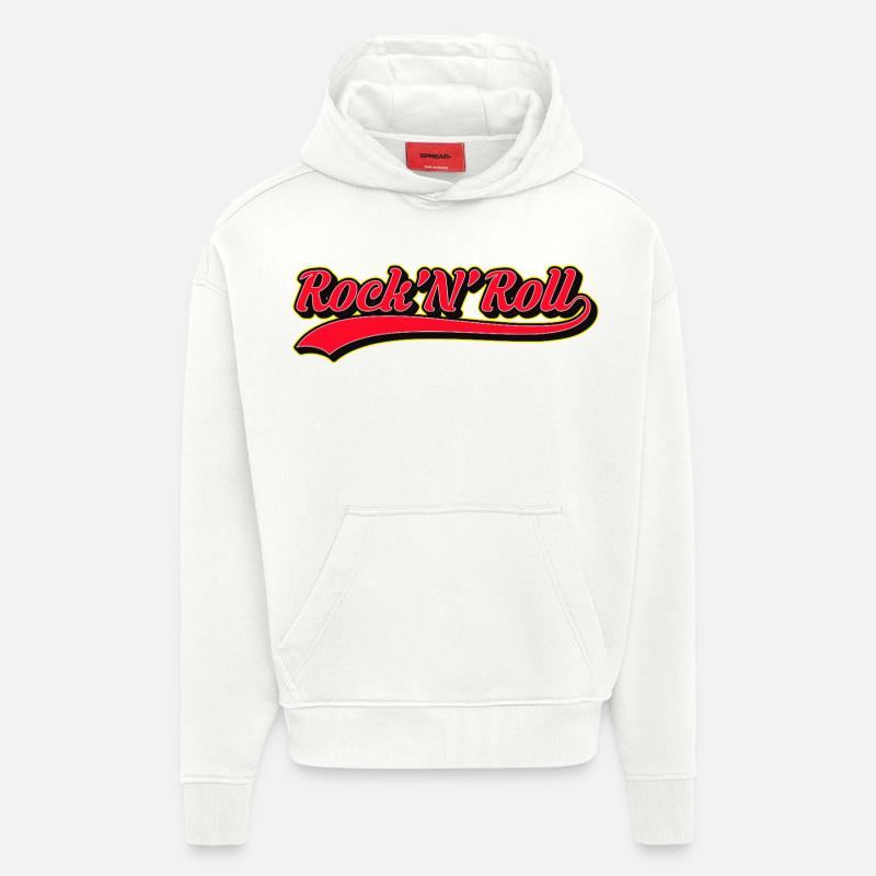 Rock 'N' Roll Retro Script Logo - Hoodie- made by SPREAD  - OFF WHITE