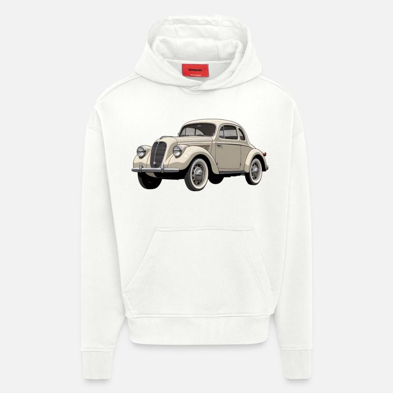 Beige Oldtimer Coupé Artwork - Hoodie- made by SPREAD  - OFF WHITE