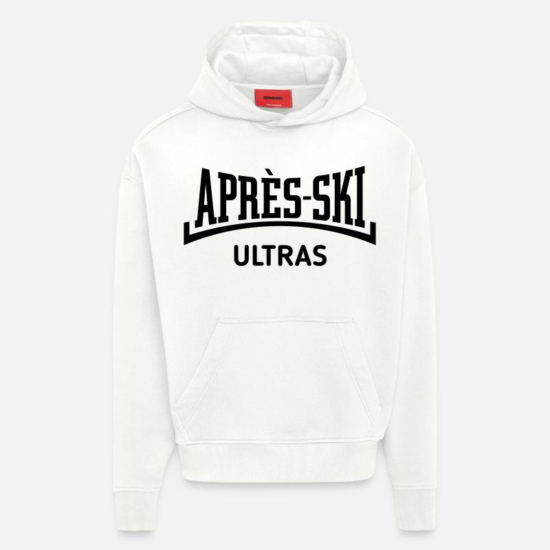 Ultra-Ski (Après Ski / Concave / Noir) - Sweat à capuche bio épais oversize fabriqué en UE - OFF WHITE