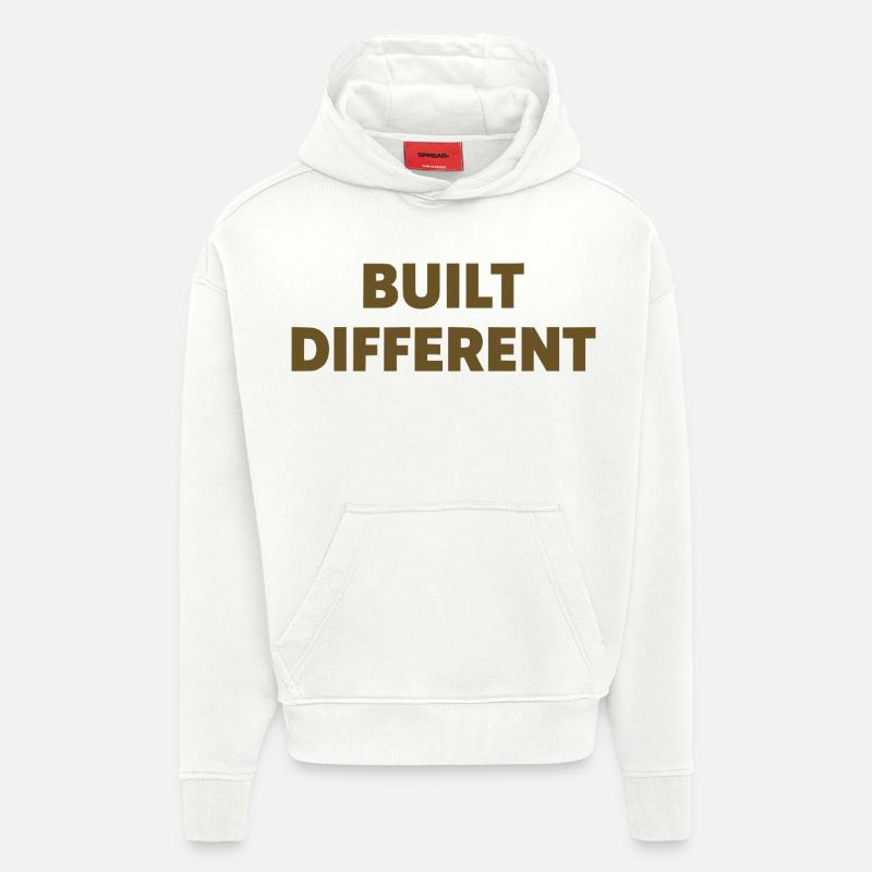 Typographie d’affirmation différente construite - Sweat à capuche bio épais oversize fabriqué en UE - OFF WHITE