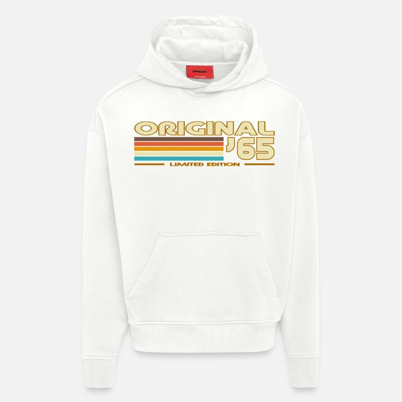 Original 65 Rayures Rétro - Sweat à capuche bio épais oversize fabriqué en UE - OFF WHITE