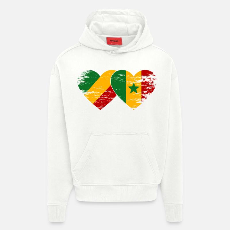 Drapeau Congo-Sénégal utilisé - Sweat à capuche bio épais oversize fabriqué en UE - OFF WHITE