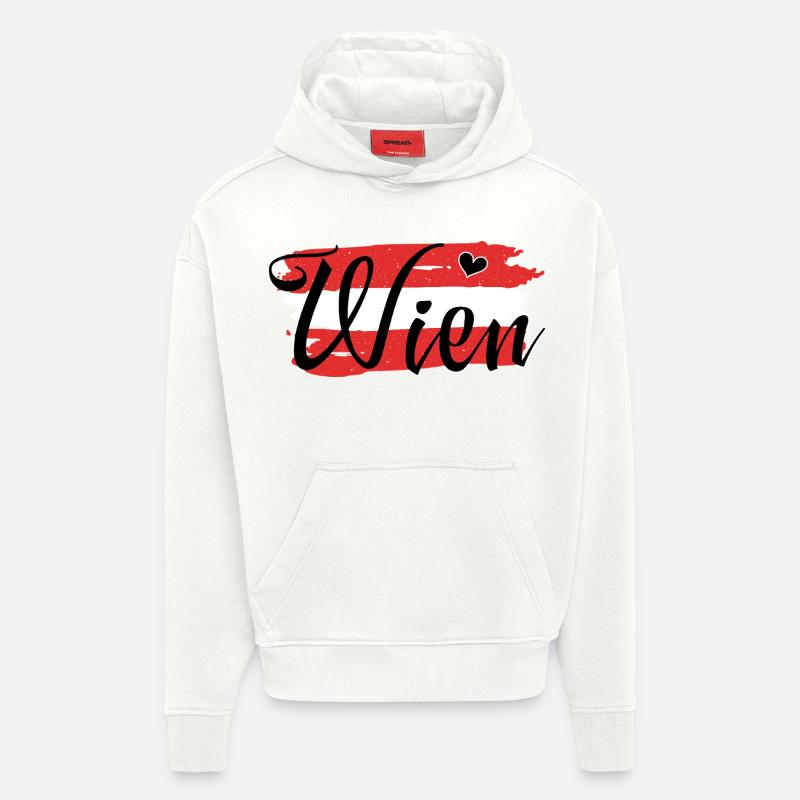 Drapeau Autriche Vienne - Sweat à capuche bio épais oversize fabriqué en UE - OFF WHITE
