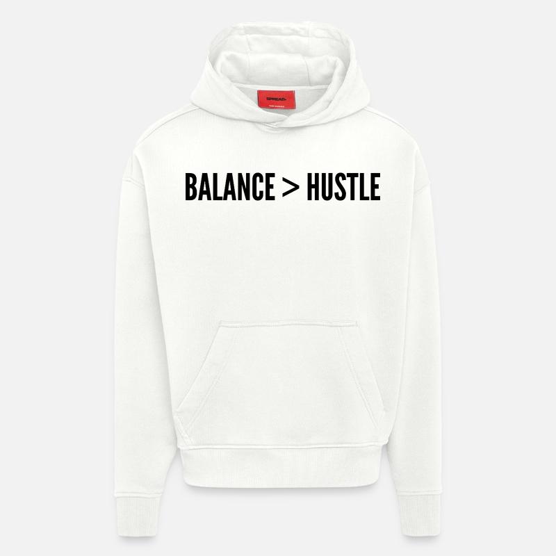 Équilibre Plus Fort Que L’Ambition - Sweat à capuche bio épais oversize fabriqué en UE - OFF WHITE