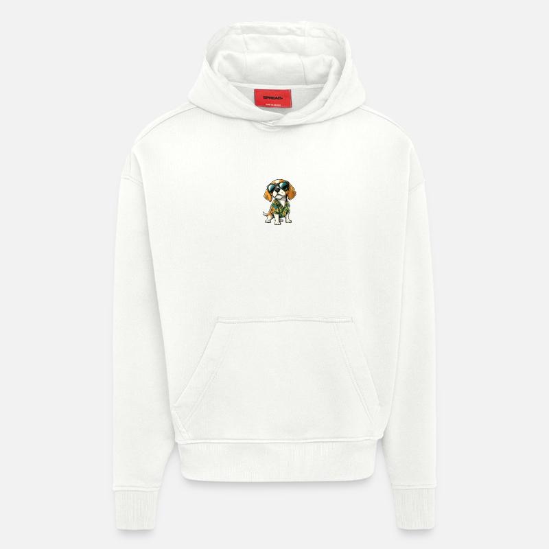 Beagle Chien Cool Été - Sweat à capuche bio épais oversize fabriqué en UE - OFF WHITE
