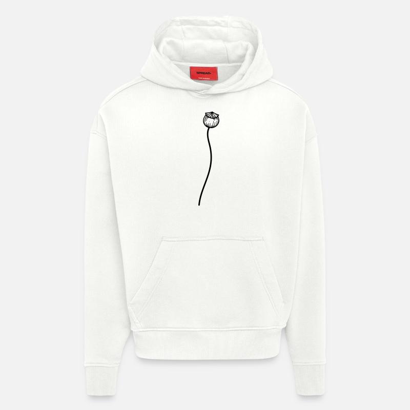 Fleur de pavot 2 - Sweat à capuche bio épais oversize fabriqué en UE - OFF WHITE