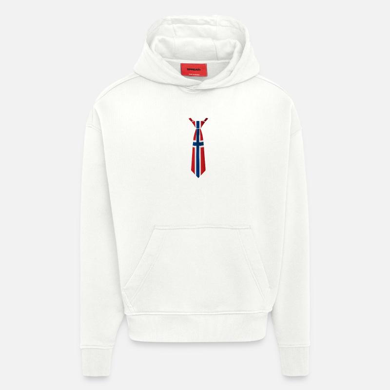 Cravate norvégienne – Conception du drapeau - Sweat à capuche bio épais oversize fabriqué en UE - OFF WHITE