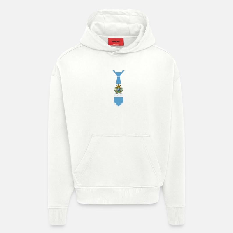 Cravate de Saint-Marin – Conception du drapeau - Sweat à capuche bio épais oversize fabriqué en UE - OFF WHITE