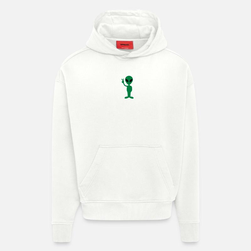 alien de paix - Sweat à capuche bio épais oversize fabriqué en UE - OFF WHITE