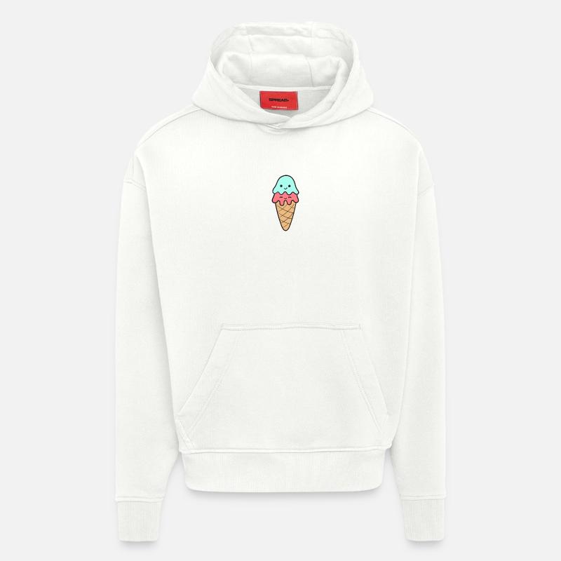 Crème glacée Crème glacée - Sweat à capuche bio épais oversize fabriqué en UE - OFF WHITE