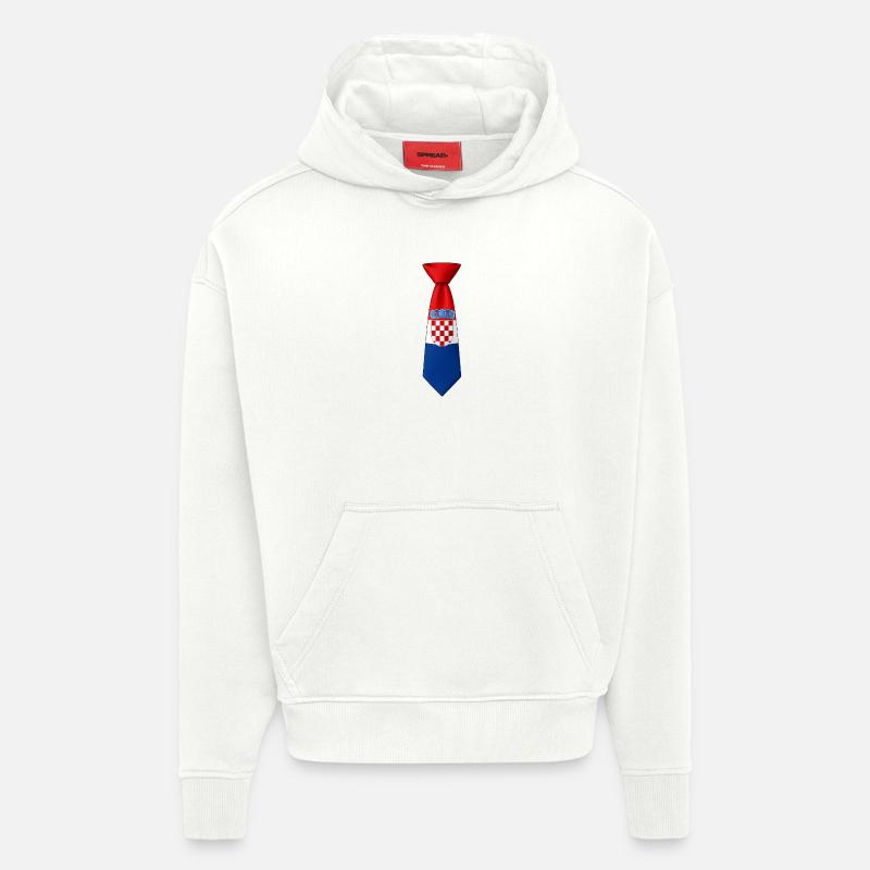 Croatie cravate – Conception du drapeau - Sweat à capuche bio épais oversize fabriqué en UE - OFF WHITE