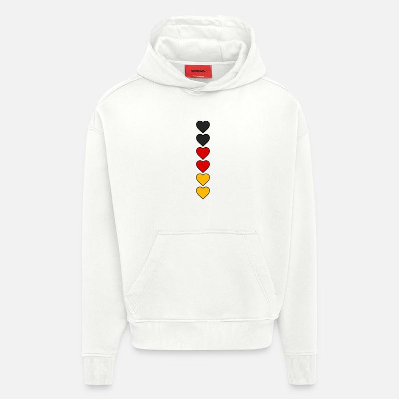 Cœurs d’Allemagne - Sweat à capuche bio épais oversize fabriqué en UE - OFF WHITE
