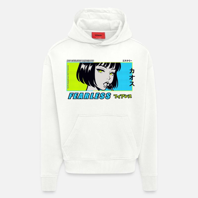 Fille d’anime avec sucette - Sweat à capuche bio épais oversize fabriqué en UE - OFF WHITE