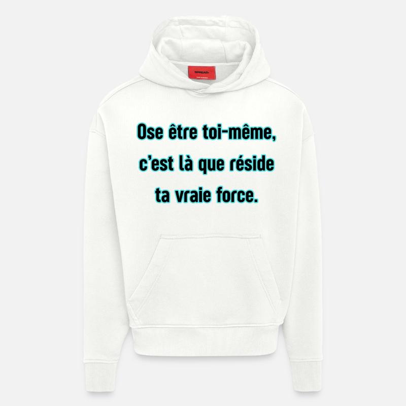 Une simple citation inspirante - Sweat à capuche bio épais oversize fabriqué en UE - OFF WHITE