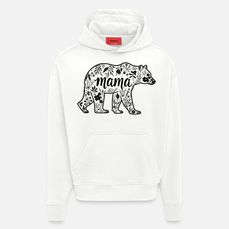 mama bear - maman ourse - Sweat à capuche bio épais oversize fabriqué en UE - OFF WHITE