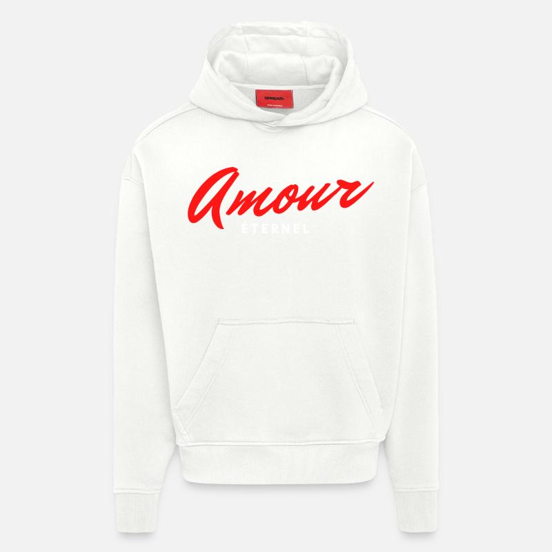 Amour éternel, cadeau de saint Valentin - Sweat à capuche bio épais oversize fabriqué en UE - OFF WHITE