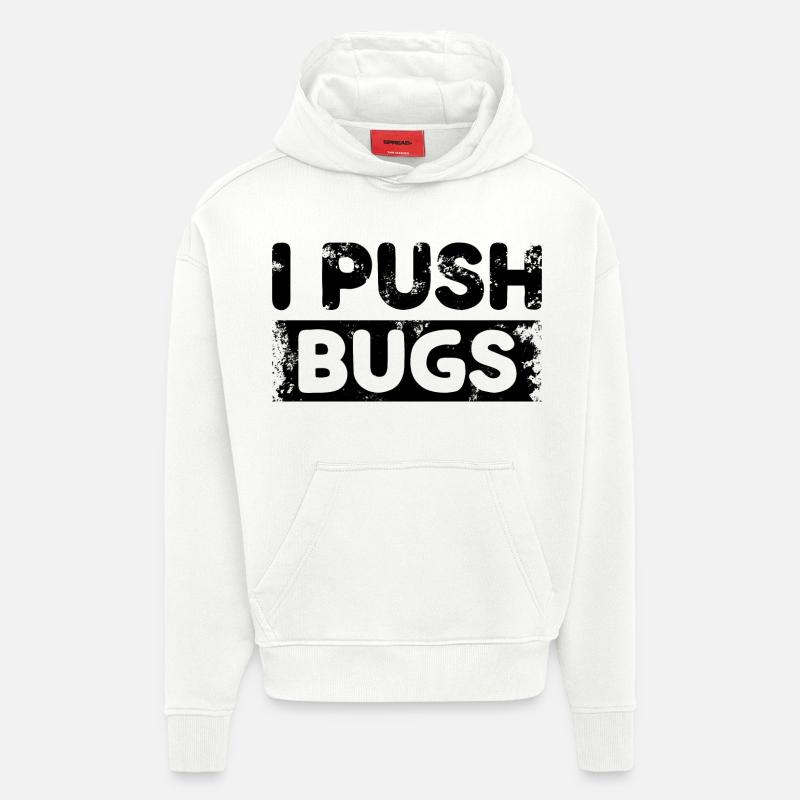 Je pousse les bugs - Sweat à capuche bio épais oversize fabriqué en UE - OFF WHITE