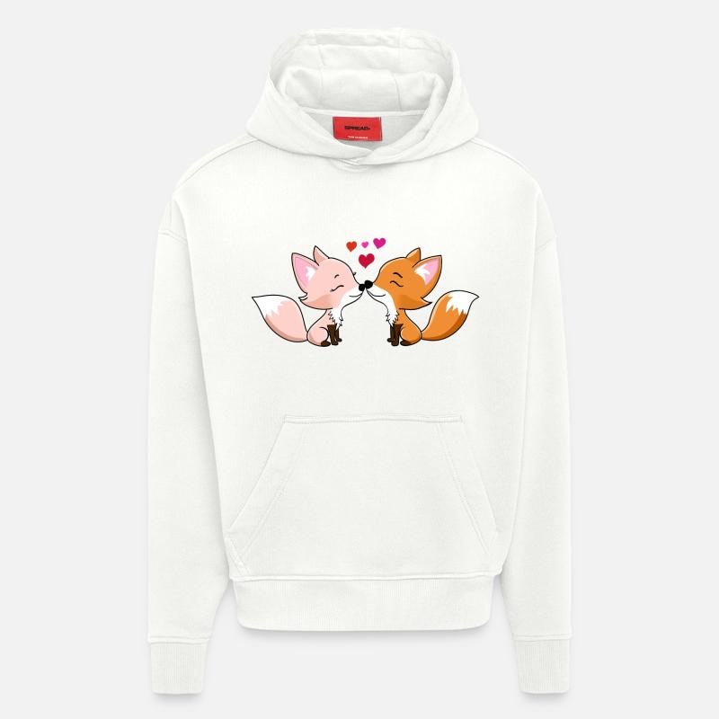 Amoureux des renards - Sweat à capuche bio épais oversize fabriqué en UE - OFF WHITE