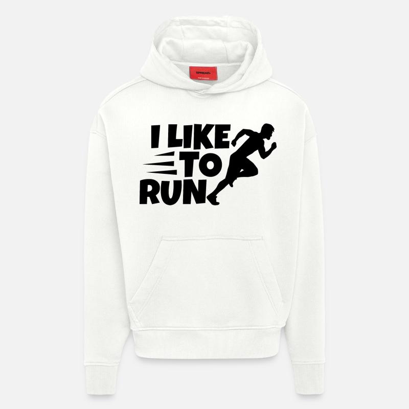 J’aime courir - Sweat à capuche bio épais oversize fabriqué en UE - OFF WHITE