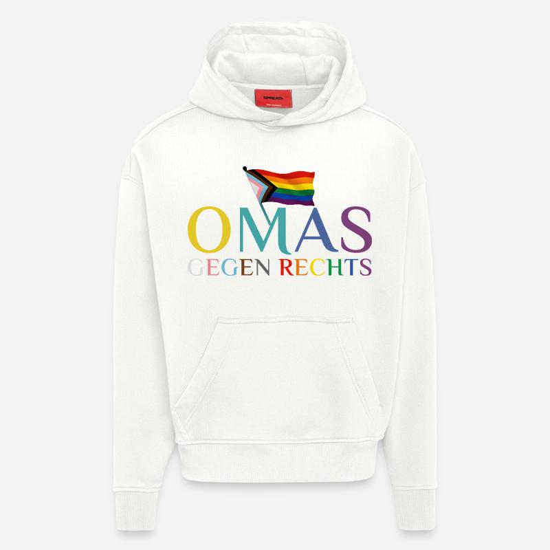 Mamies contre le drapeau arc-en-ciel droit - Sweat à capuche bio épais oversize fabriqué en UE - OFF WHITE