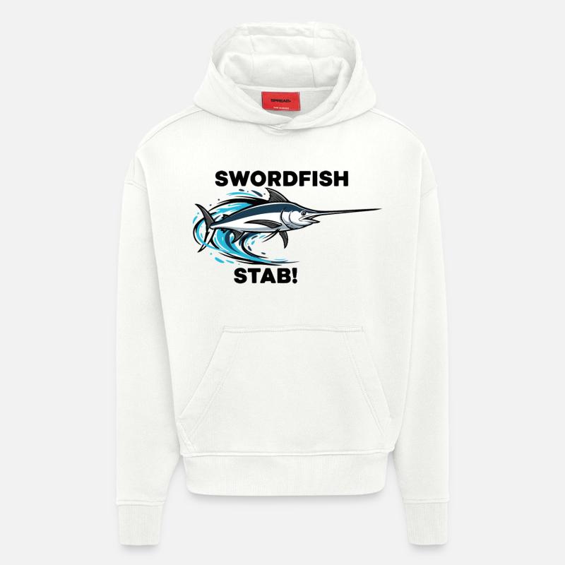 Espadon Stab Épée Mer Swordfish - Sweat à capuche bio épais oversize fabriqué en UE - OFF WHITE