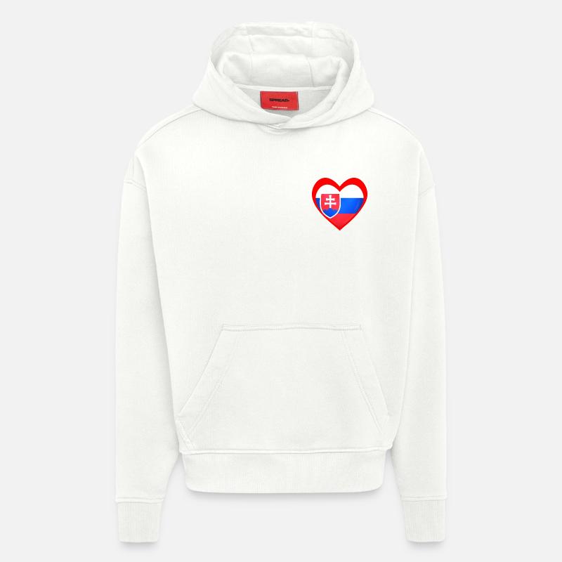 Červené Srdce Slovensko - Sweat à capuche bio épais oversize fabriqué en UE - OFF WHITE