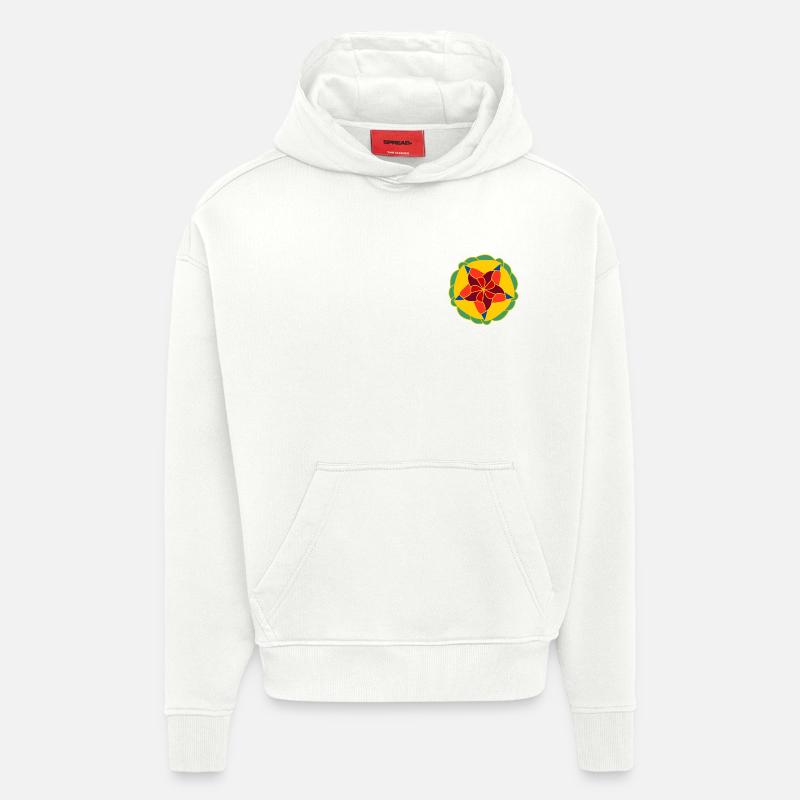 Mandala éclatant géométrique - Sweat à capuche bio épais oversize fabriqué en UE - OFF WHITE
